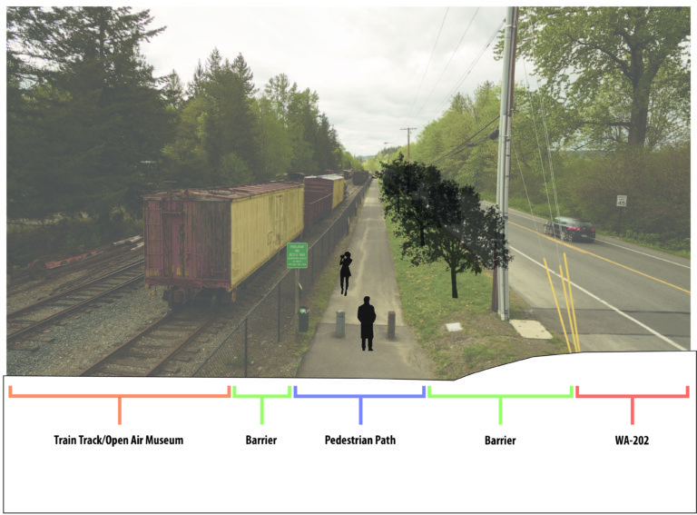 Snoqualmie pedestrian safety with roads and rails
